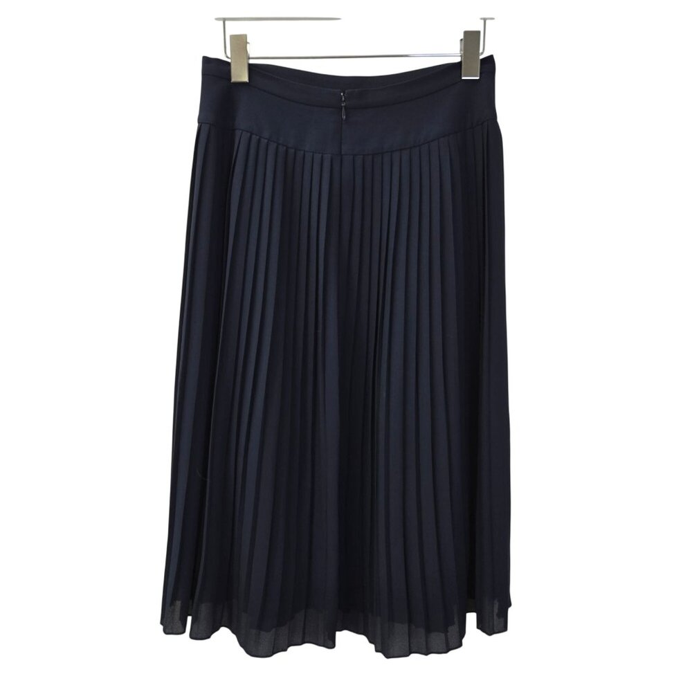 J. Crew Factory Pleated Midi Skirt in Navy Blue Size 6 Petite - Picture 2 of 6